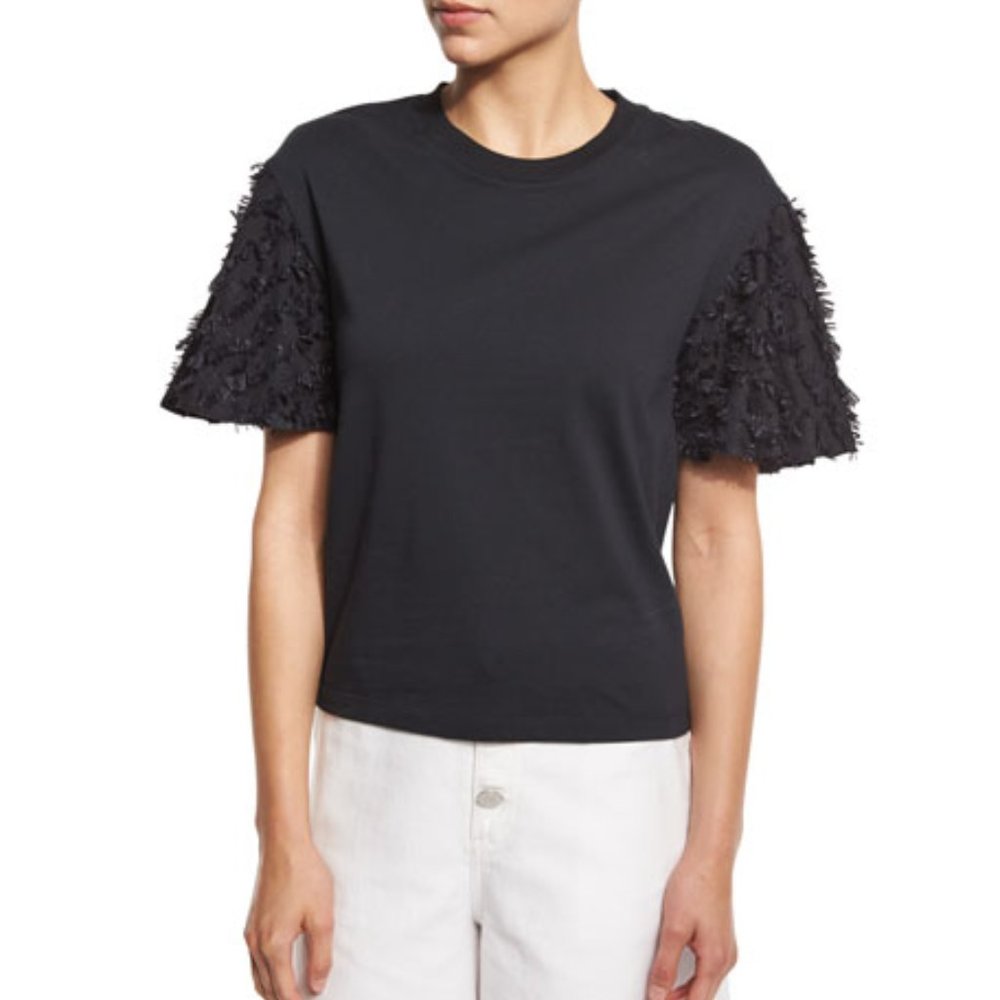 See by Chloe Short Sleeve Fringe Jersey Tea